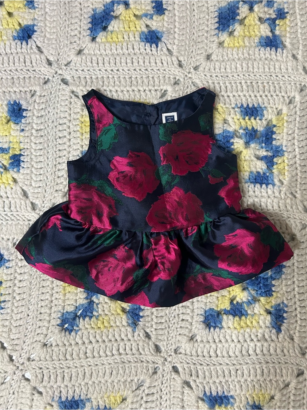 Janie and Jack Navy Jacket with Pink and Green Floral Accents